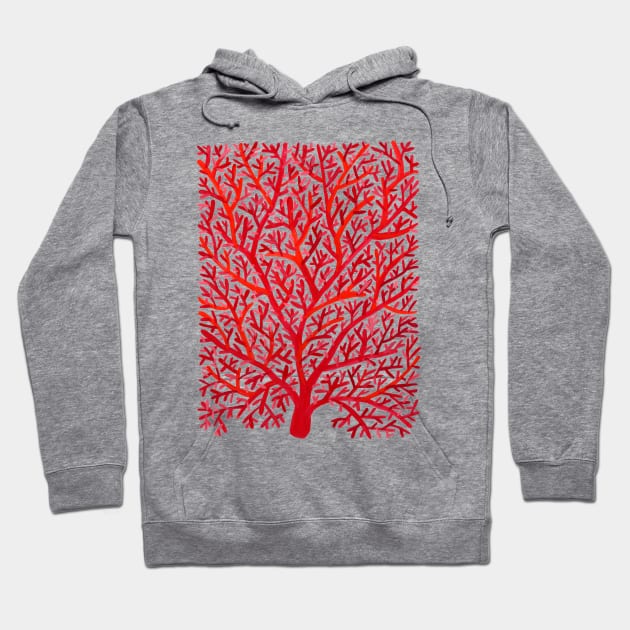 fan coral red Hoodie by CatCoq